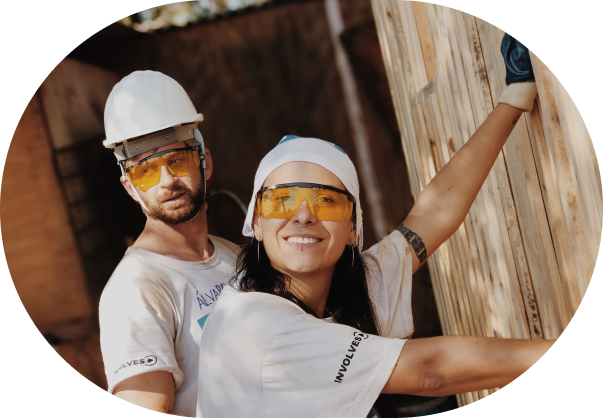 Young couple building a home